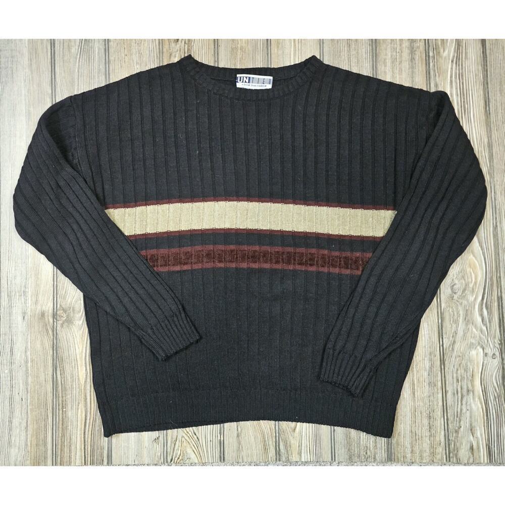 VTG Untied Men's Acrylic Crewneck Long Sleeve Sweater Y2K Sz XL Grunge Ribbed